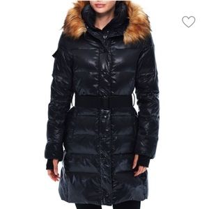 Large Black S13 Gloss Valet Puffer Coat Long